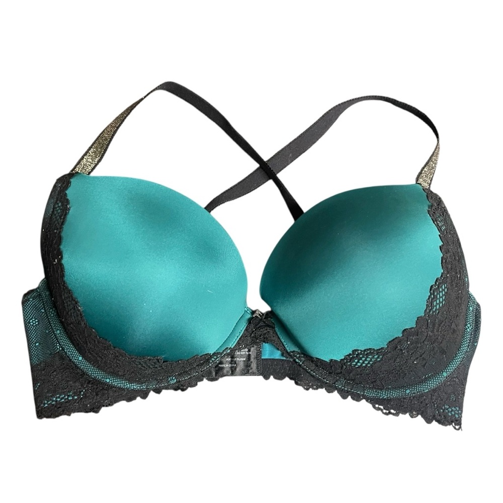 Torrid Green and Black Lace Bra‎ Push-Up Style